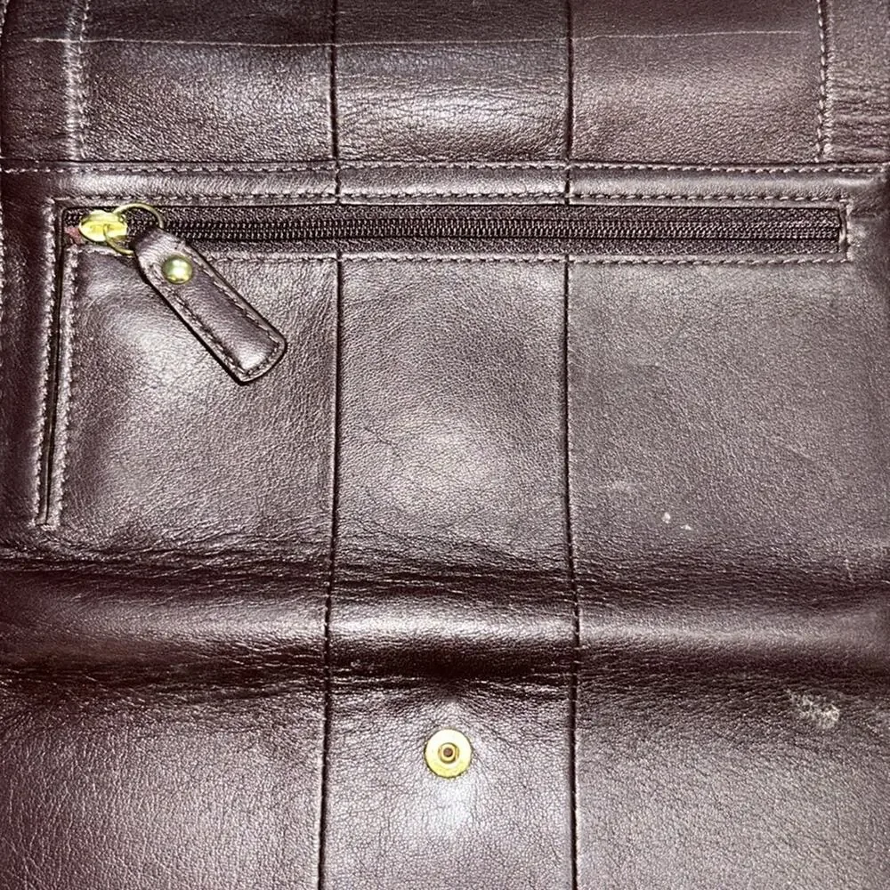 Vintage Chocolate Brown Coach Leather Trifold Wallet